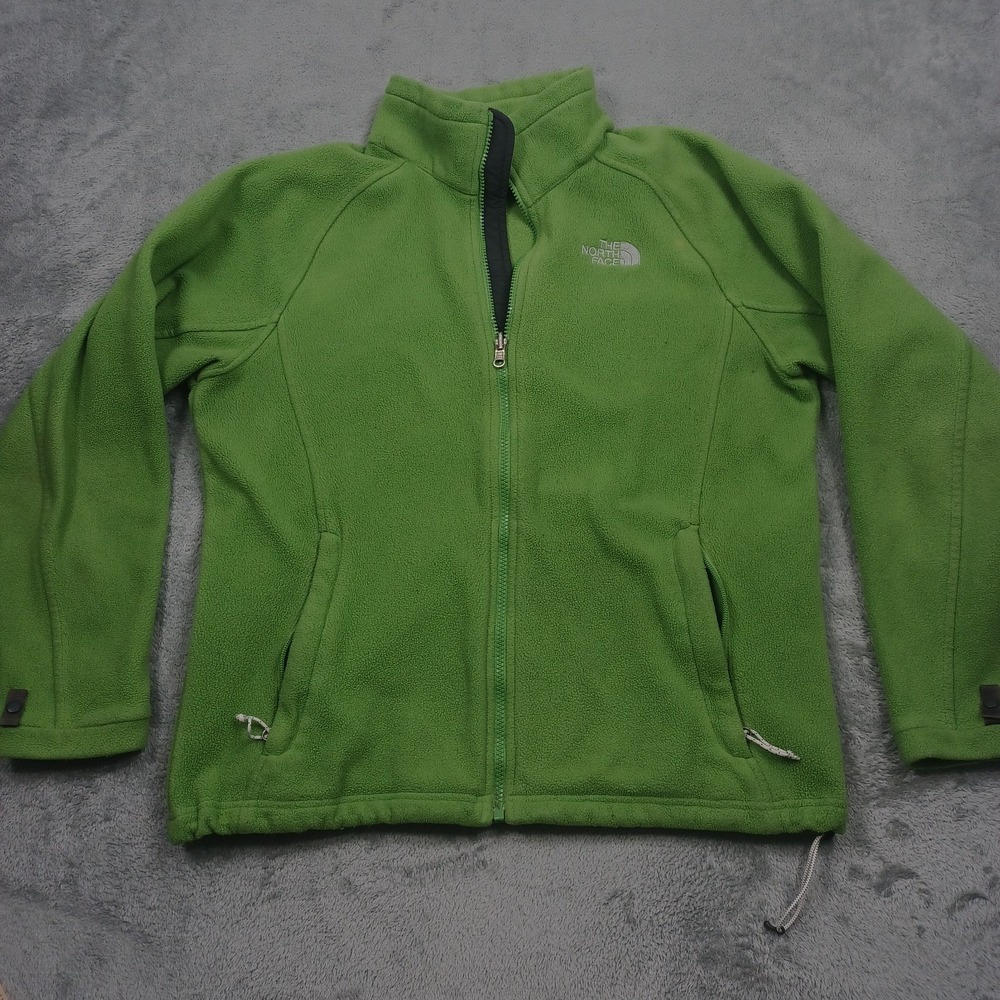 North Face Jacket Womens Large Green Fleece Full Zip Outdoor Casual Pockets